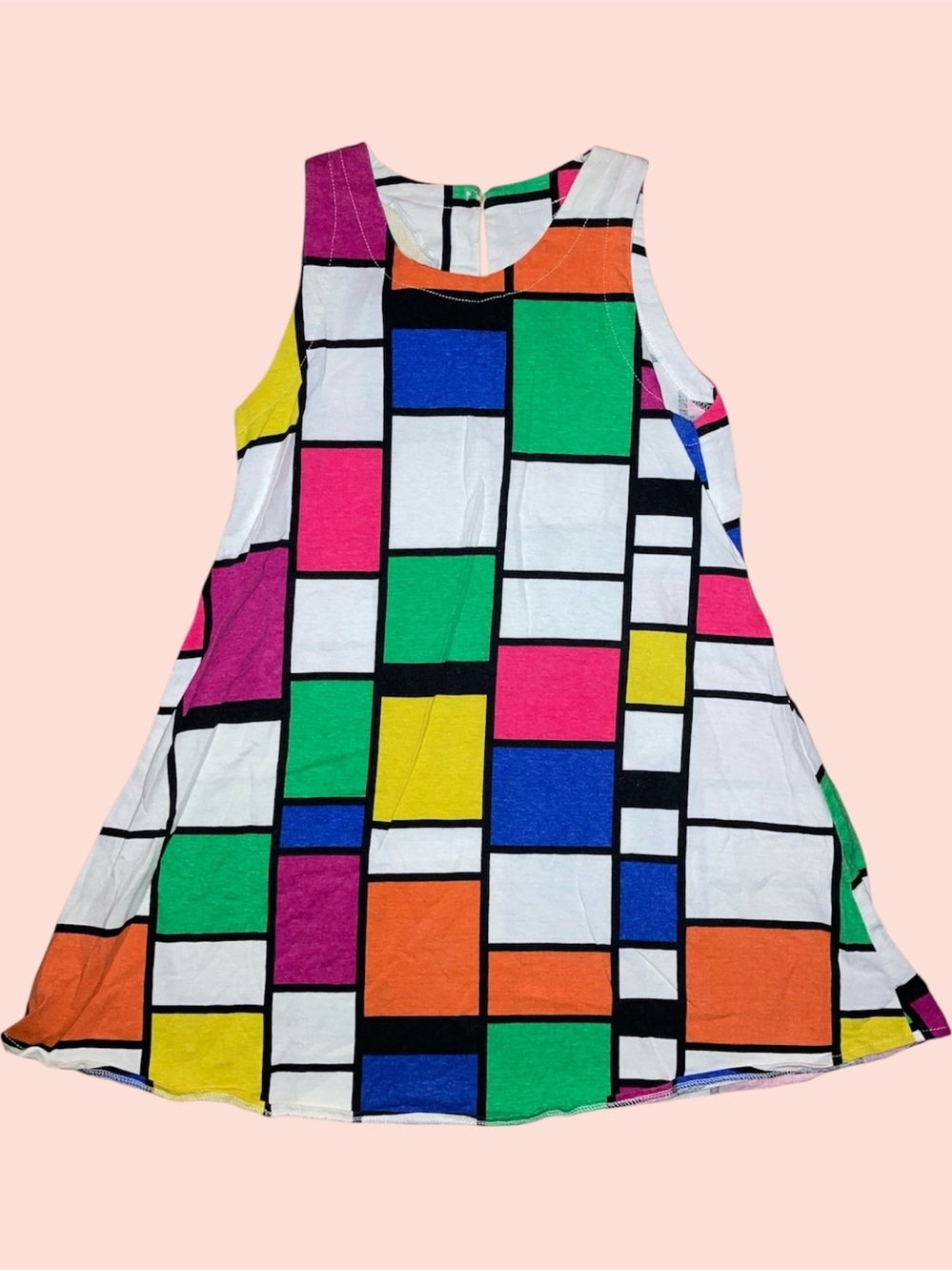 Colorblock Geometric Swing Dress